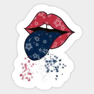 USA mouth, stars, Red, White and Blue Sticker